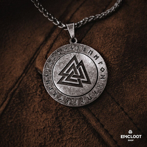 Nordic Symbol Valknut Rotating Pendnat Necklace