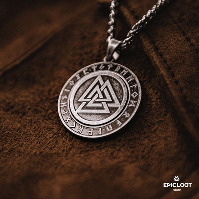 Rotating Valknut Pendant Necklace with Antique Design