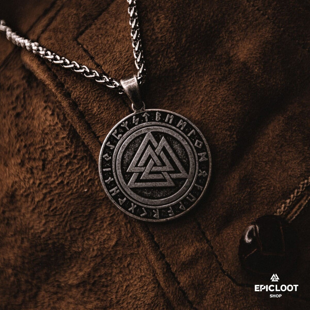 Rotating Valknut Pendant Necklace with Antique Design