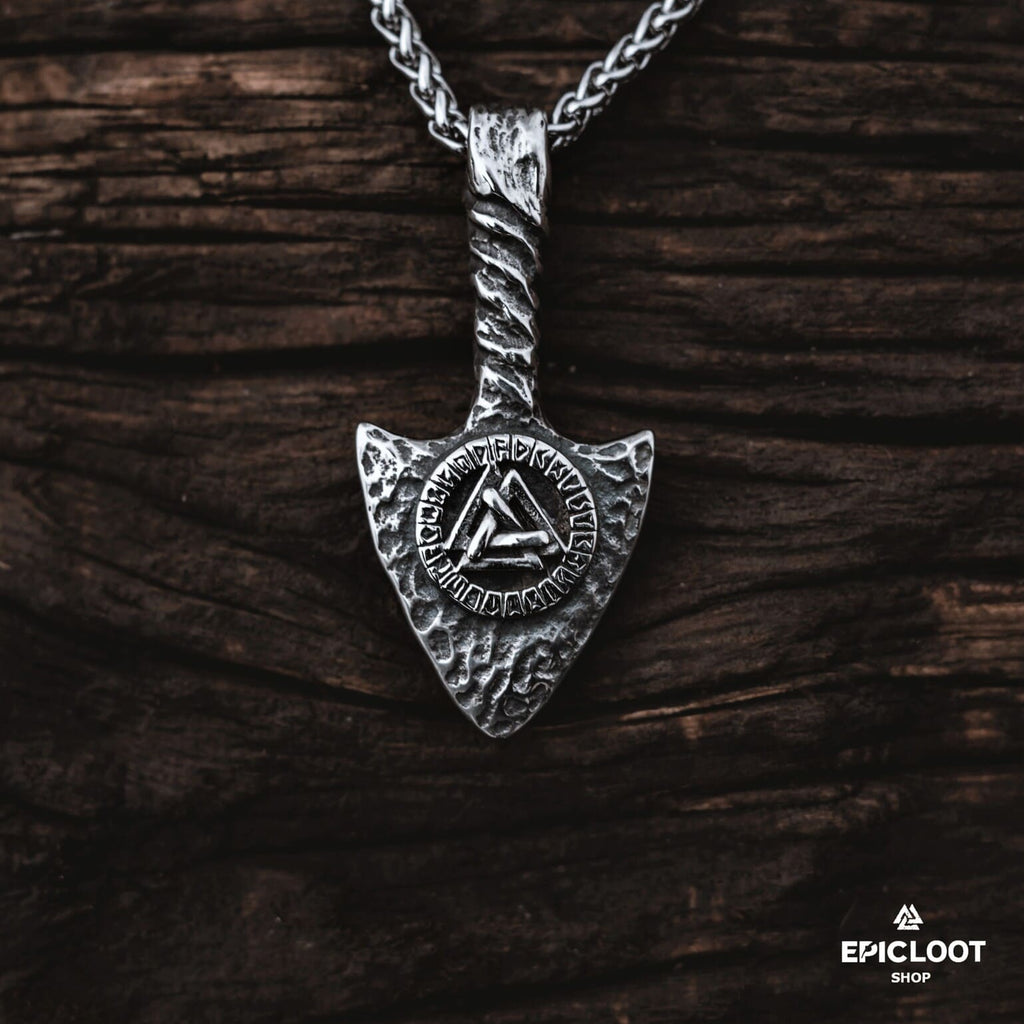 Gungnir Spear Necklace with Valknut Symbol