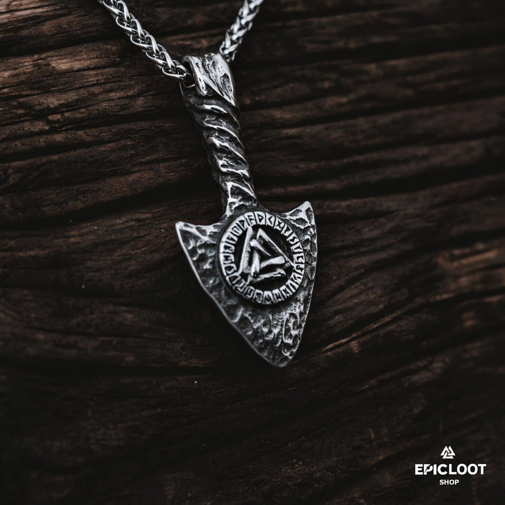 Gungnir Spear Necklace with Valknut Symbol