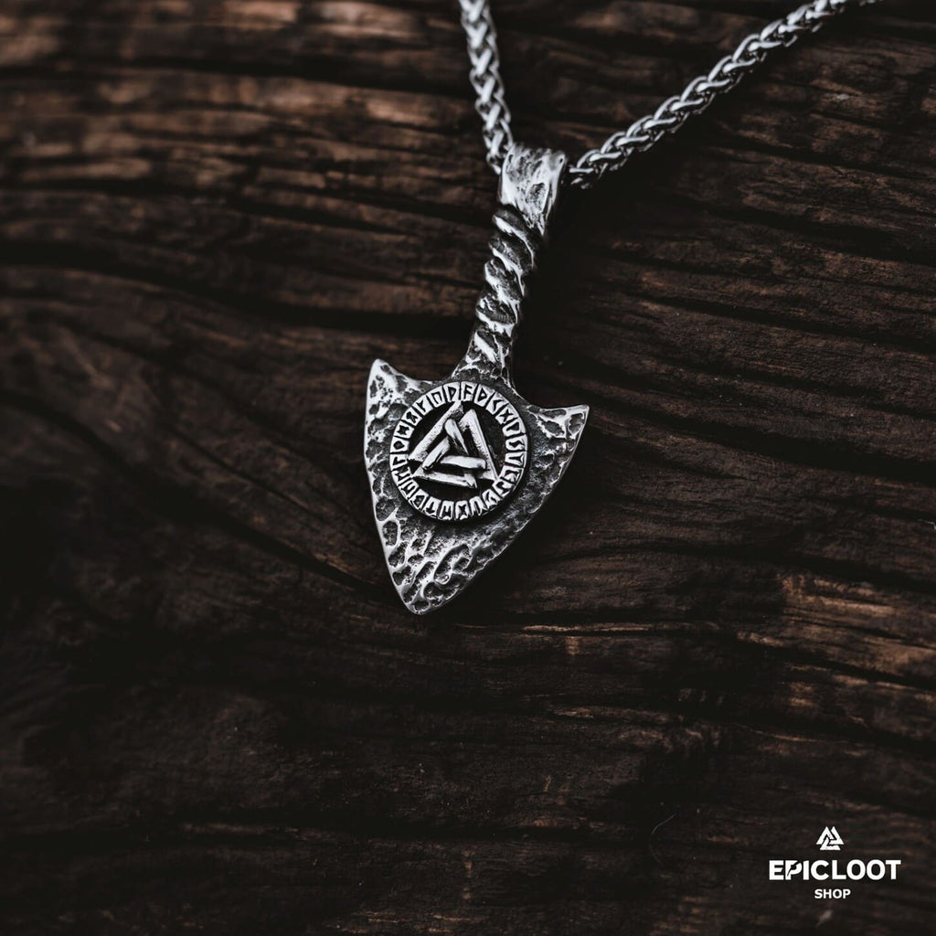 Gungnir Spear Necklace with Valknut Symbol