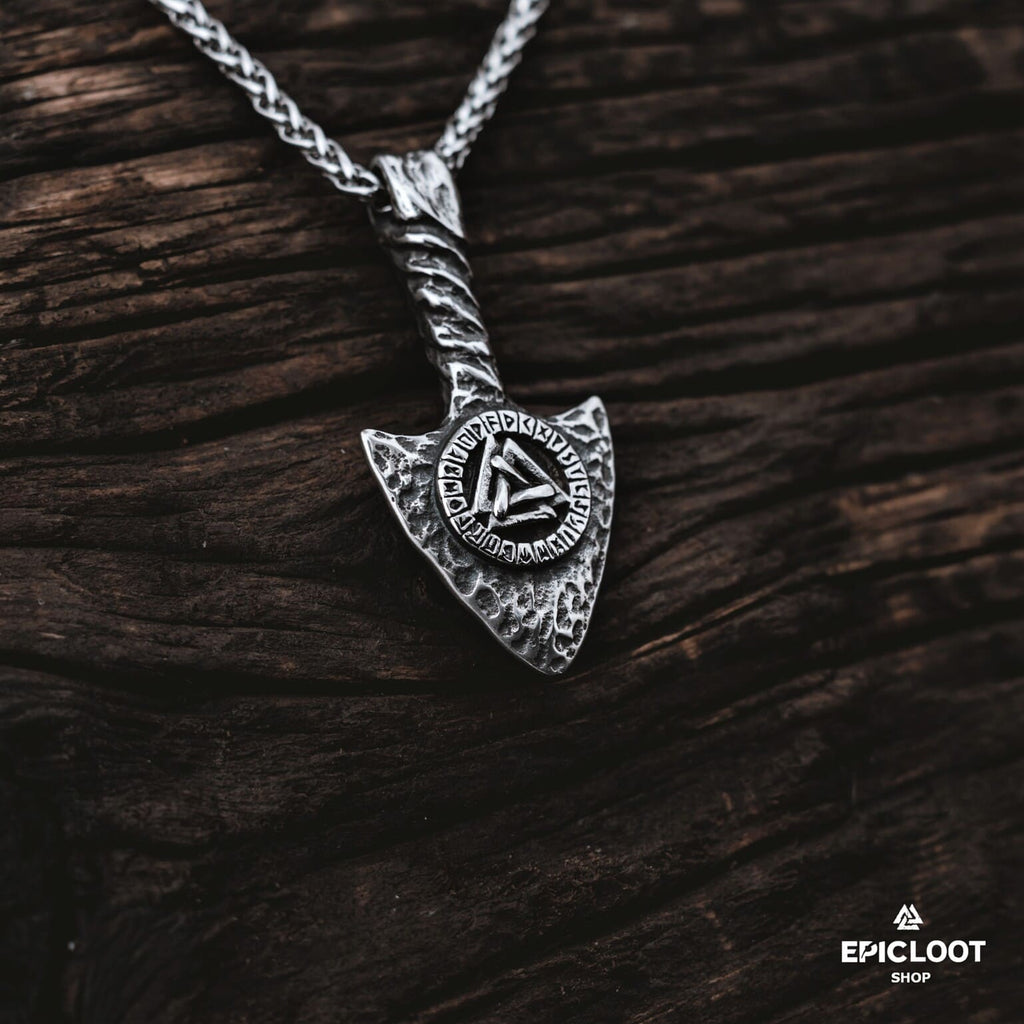 Gungnir Spear Necklace with Valknut Symbol