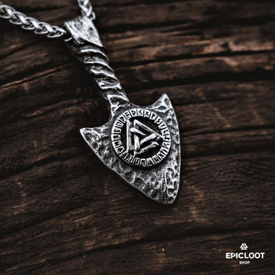 Gungnir Spear Necklace with Valknut Symbol