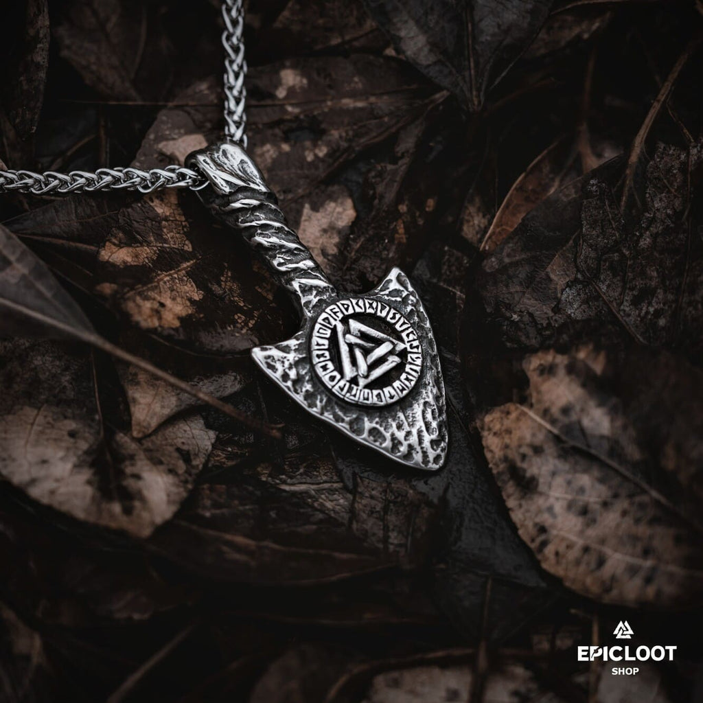 Gungnir Spear Necklace with Valknut Symbol