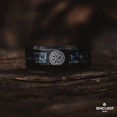 Black Stainless Steel Vegvisir Ring