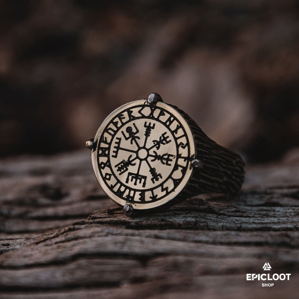 Norse Compass Ring with Antique Look