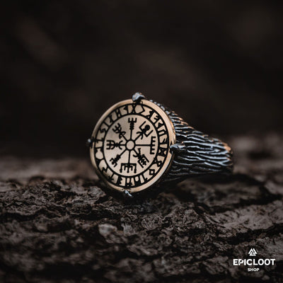 Norse Compass Ring with Antique Look