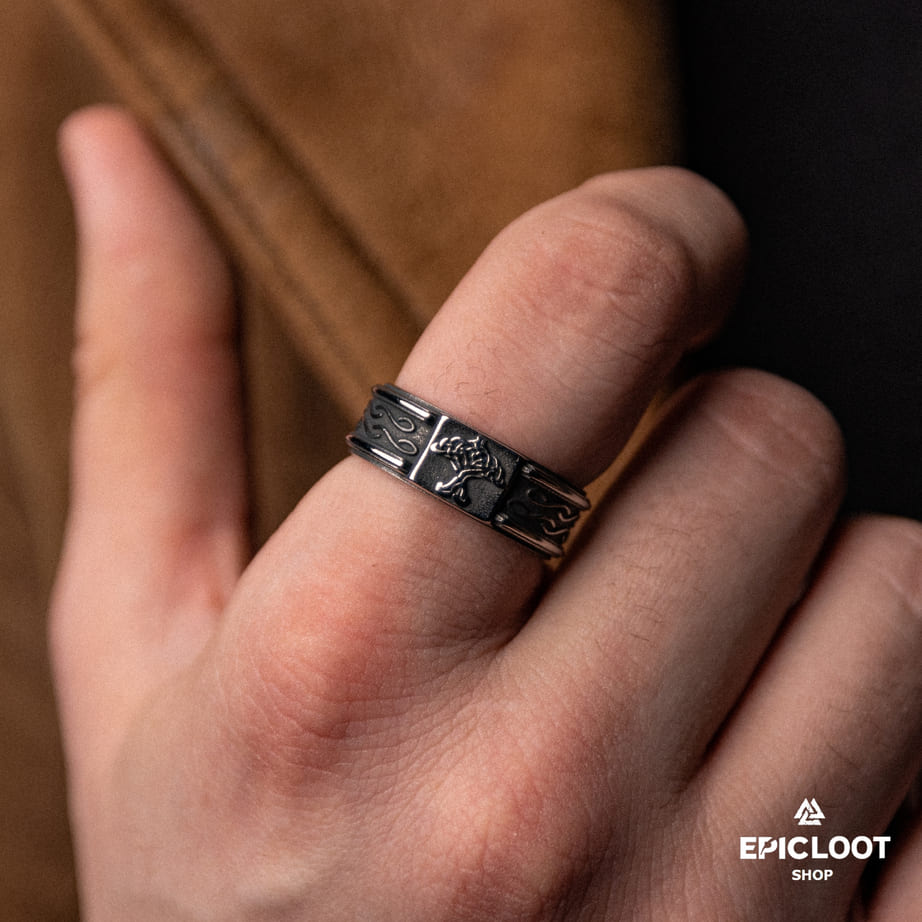 Decorated Norse Symbol Yggdrasil Ring