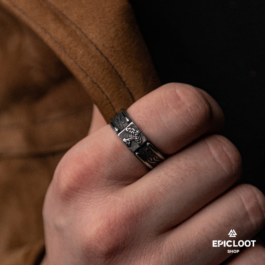 Decorated Norse Symbol Yggdrasil Ring