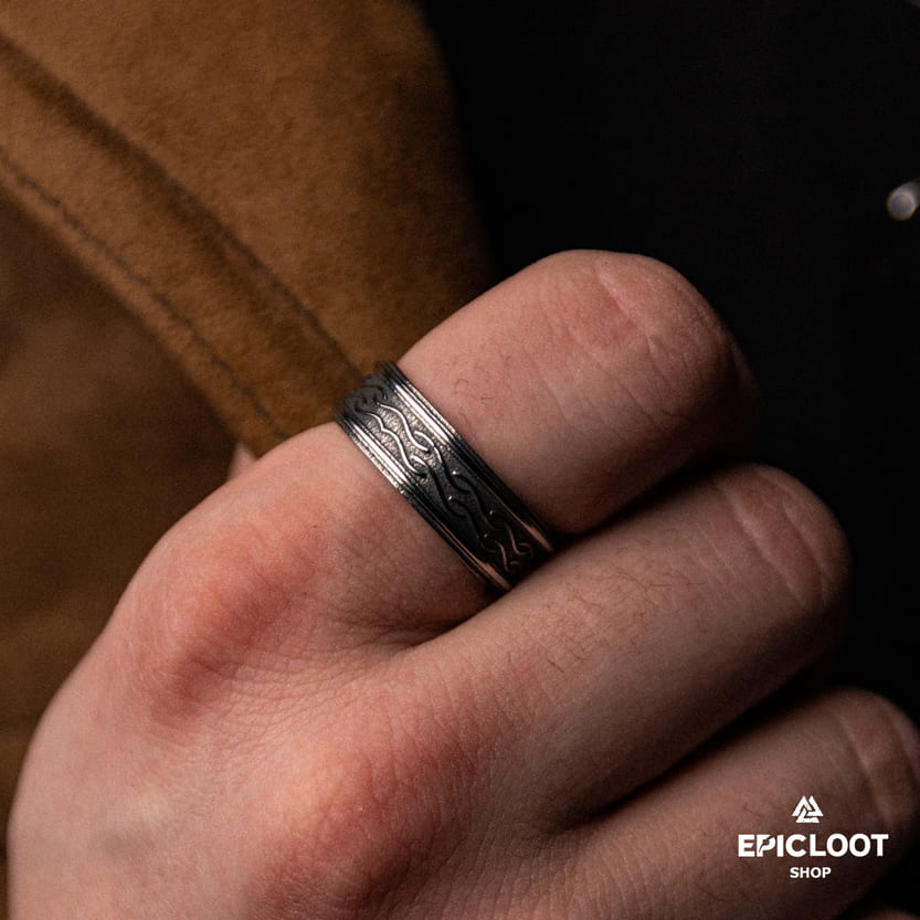 Decorated Norse Symbol Yggdrasil Ring