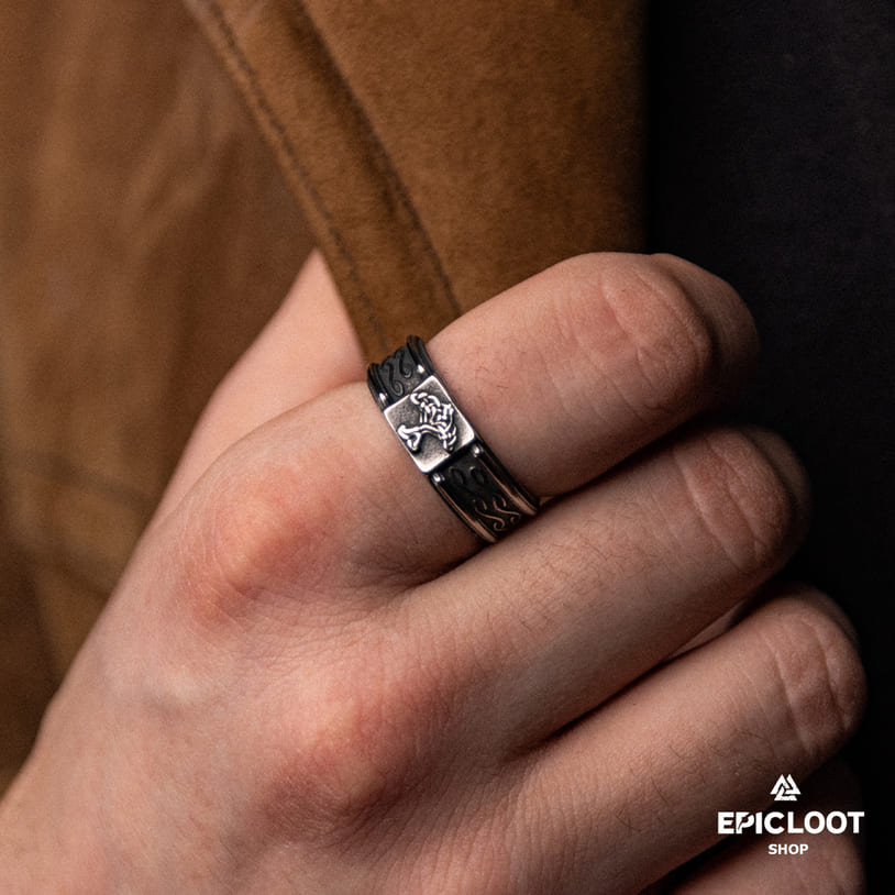 Decorated Norse Symbol Yggdrasil Ring