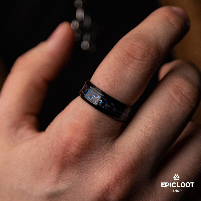 Black Stainless Steel Vegvisir Ring