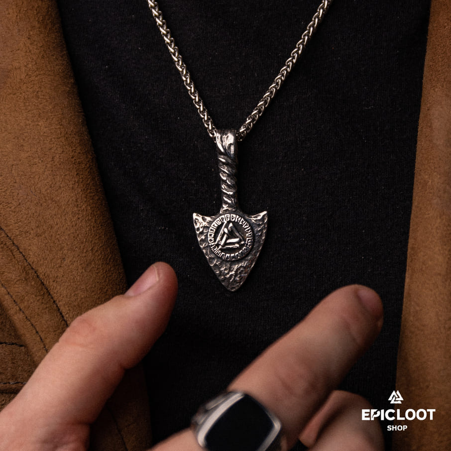 Gungnir Spear Necklace with Valknut Symbol