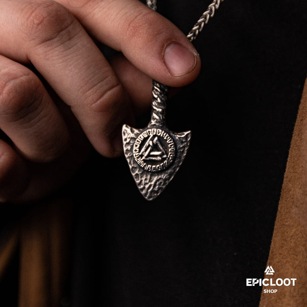 Gungnir Spear Necklace with Valknut Symbol
