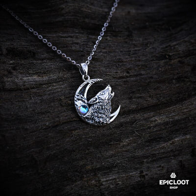 Moon Wolf 925 Silver Necklace