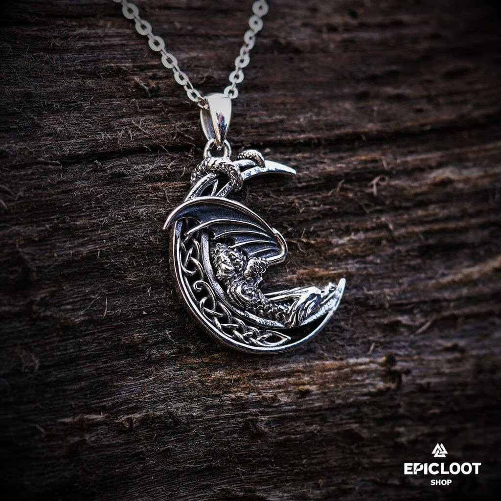 925 Silver Moon Dragon Neckalce