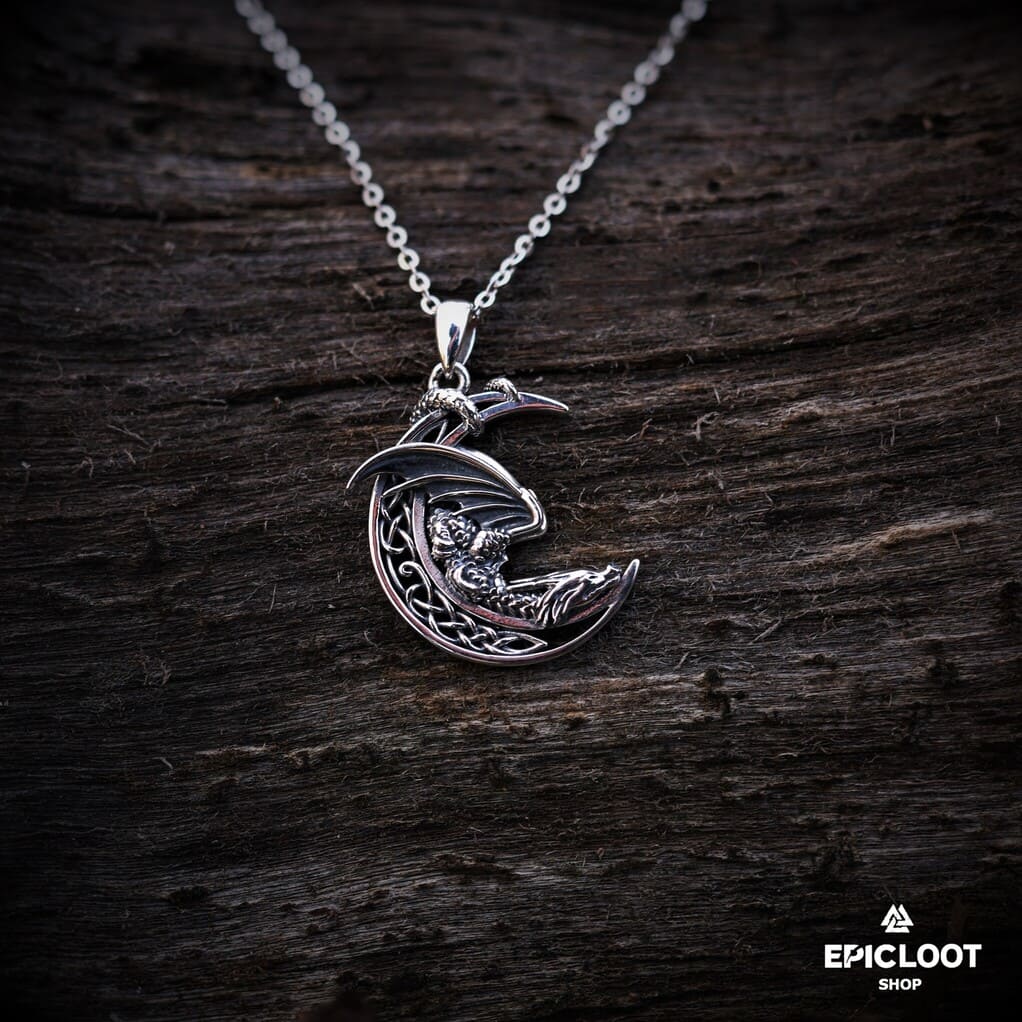 925 Silver Moon Dragon Neckalce