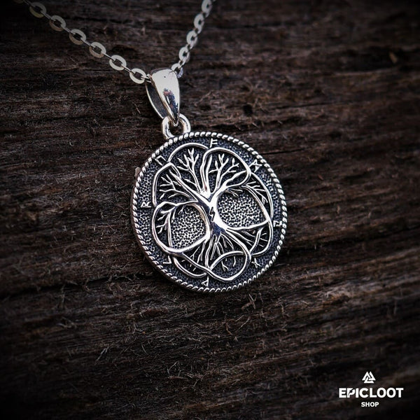 925 Silver Yggdrasil Runic Pendant Necklace - Viking Necklace | Epic Loot Shop