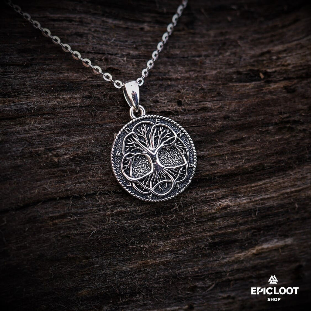 925 Silver Yggdrasil Runic Pendant Necklace