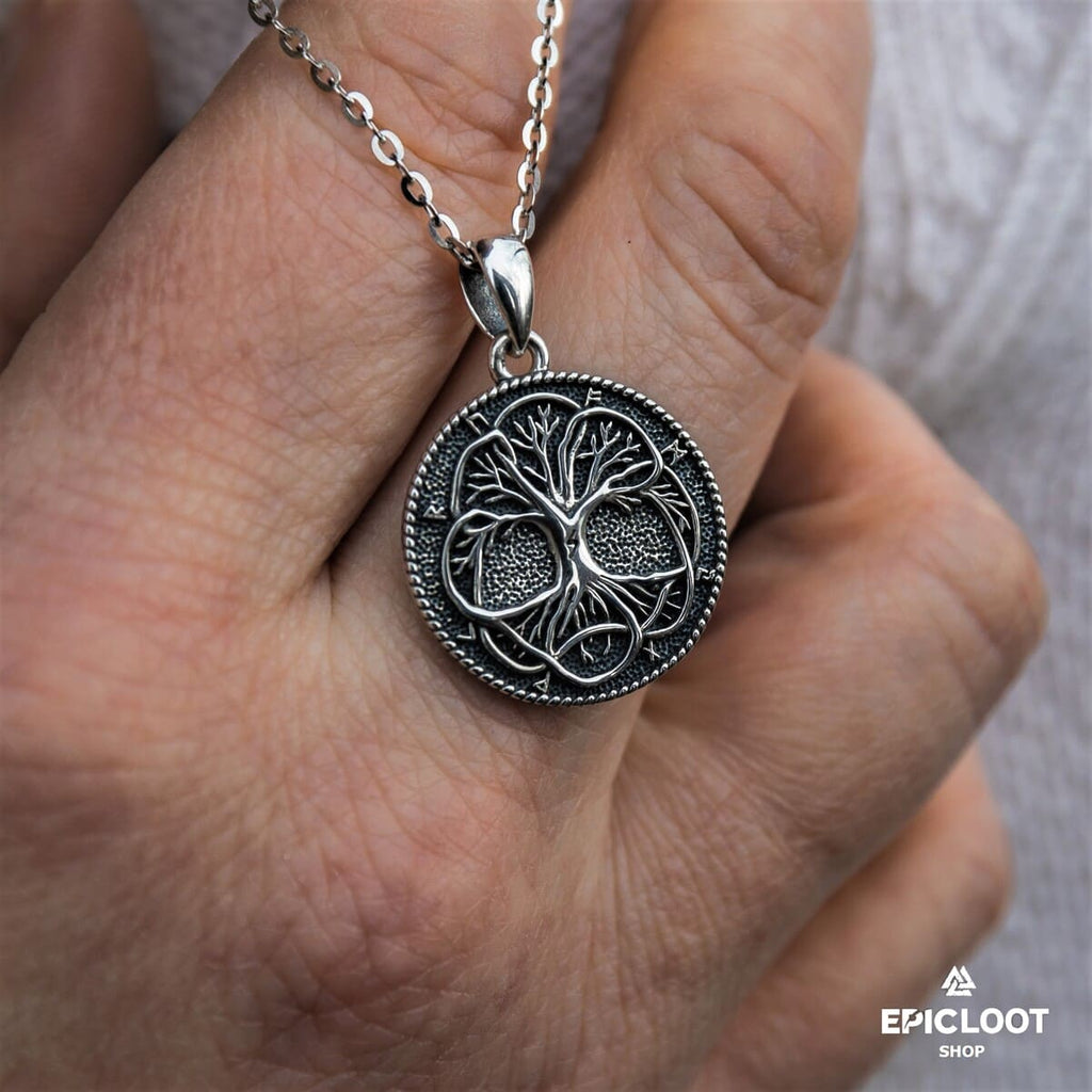 925 Silver Yggdrasil Runic Pendant Necklace