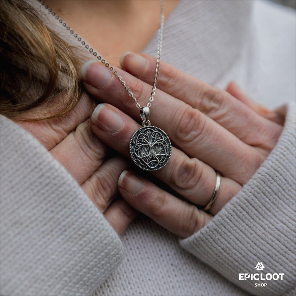 925 Silver Yggdrasil Runic Pendant Necklace