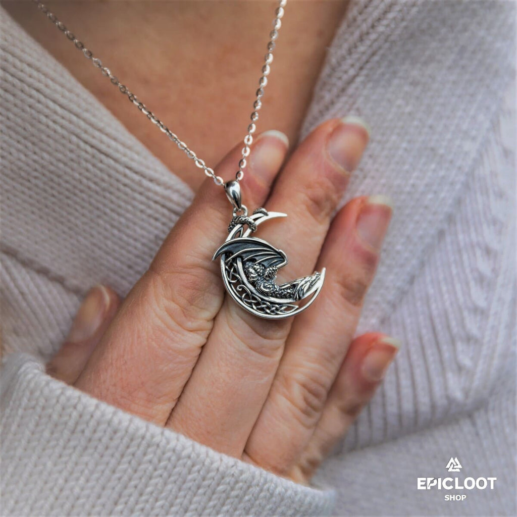 925 Silver Moon Dragon Neckalce