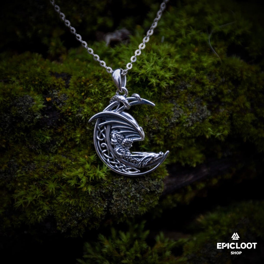 925 Silver Moon Dragon Neckalce