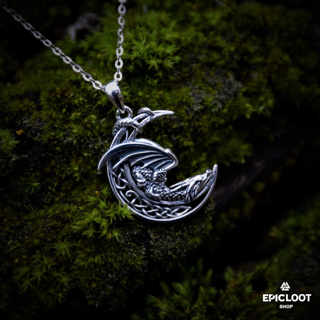 925 Silver Moon Dragon Neckalce