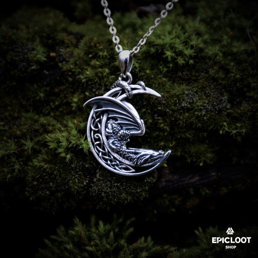 925 Silver Moon Dragon Neckalce