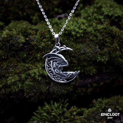 925 Silver Moon Dragon Neckalce