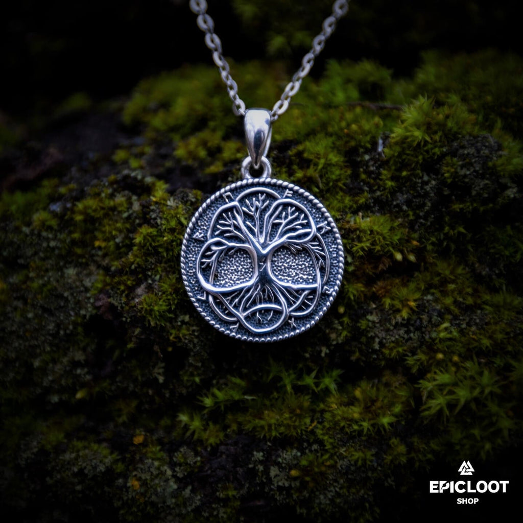 925 Silver Yggdrasil Runic Pendant Necklace