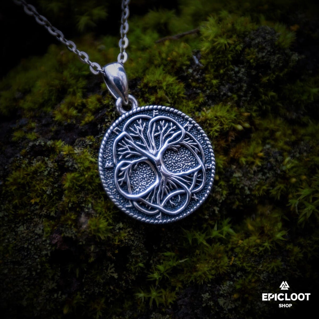 925 Silver Yggdrasil Runic Pendant Necklace