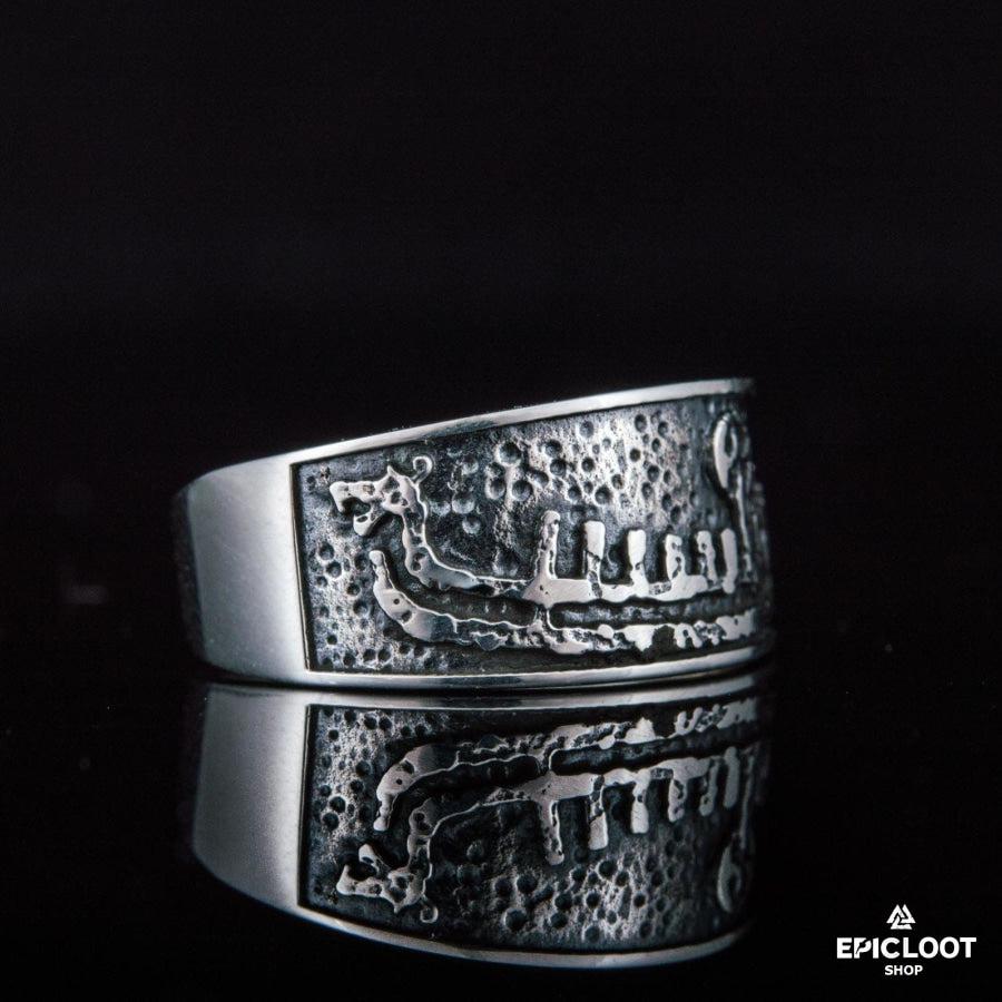 925 silver Drakkar Longship Ring