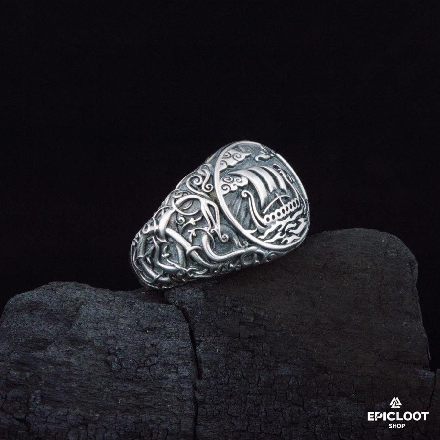 925 silver Drakkar Symbol Ring Urnes Style