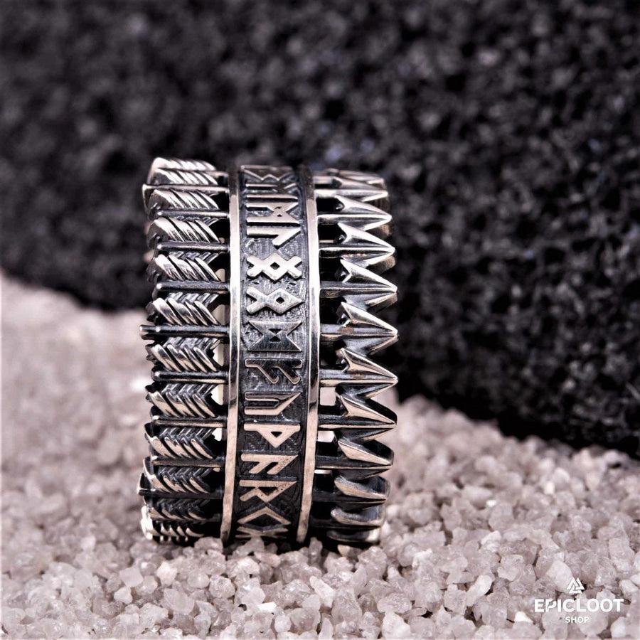 925 silver Elder Futhark Arrows Ring