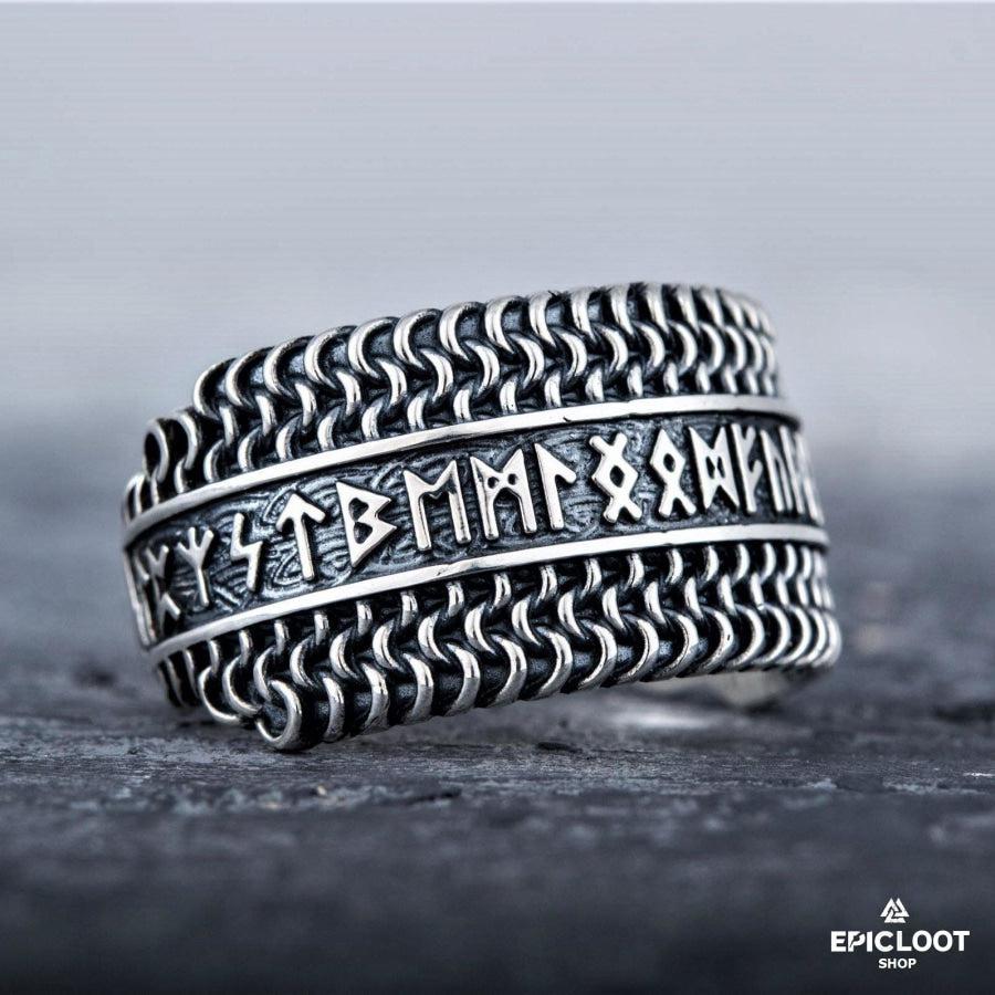 925 silver Elder Futhark Runes Hauberk Ring