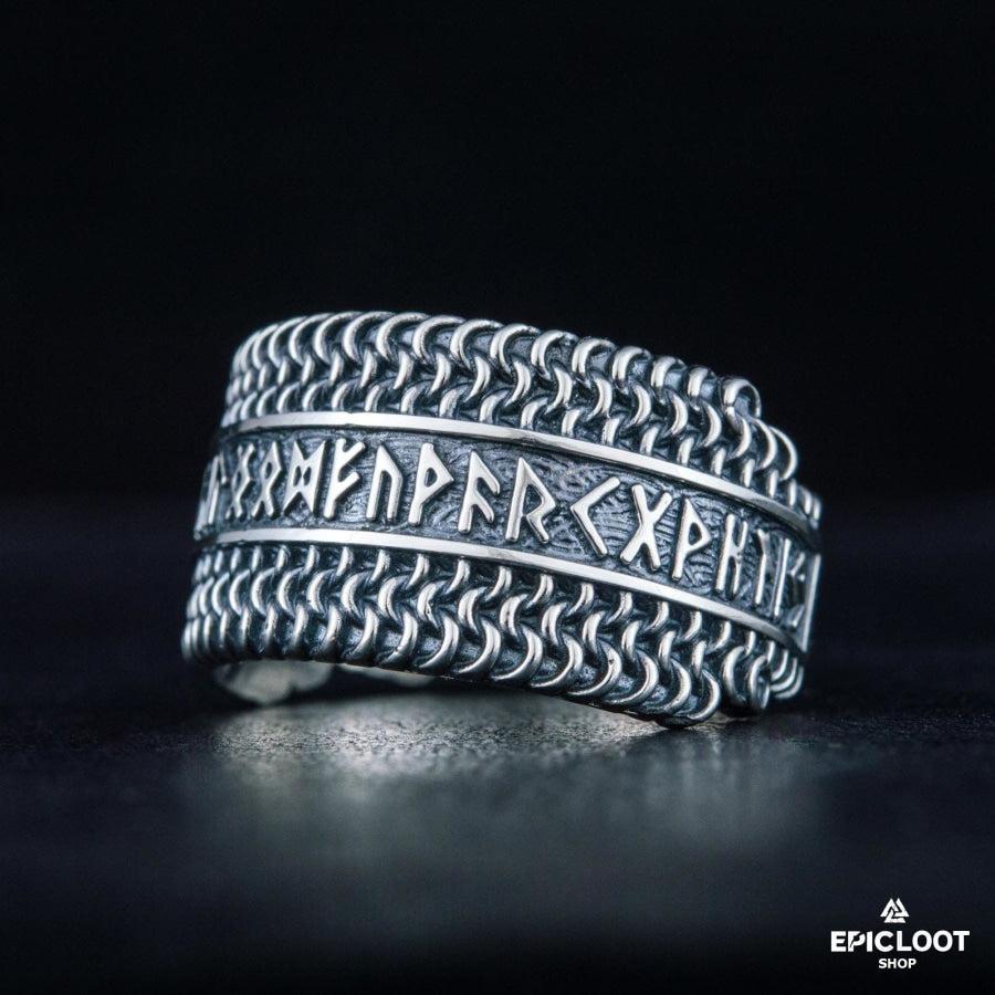 925 silver Elder Futhark Runes Hauberk Ring
