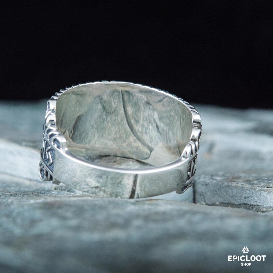 925 silver Elder Futhark Runes Hauberk Ring
