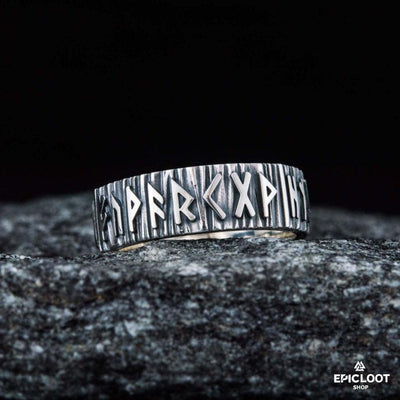 925er Silber Elder-Futhark-Runenring