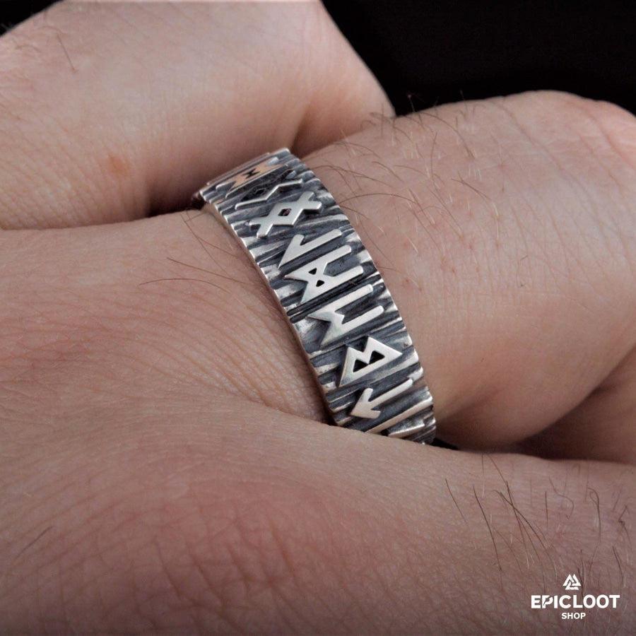 925 silver Elder Futhark Runes Ring