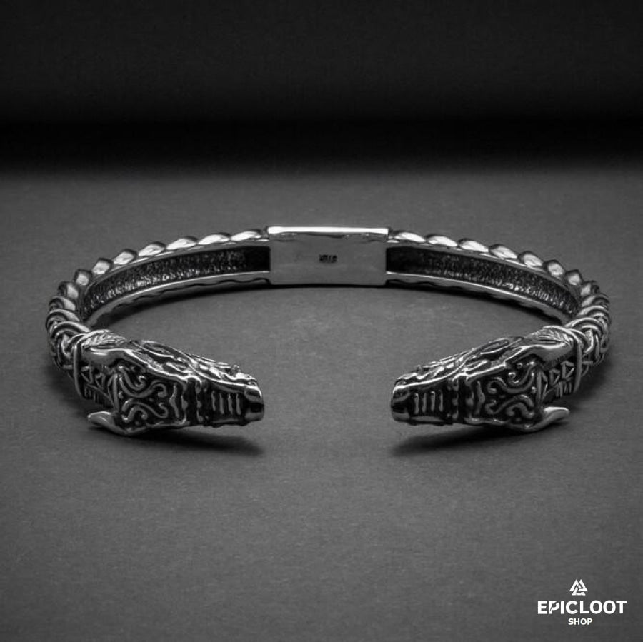 925 Silver Fenrir Head arm ring