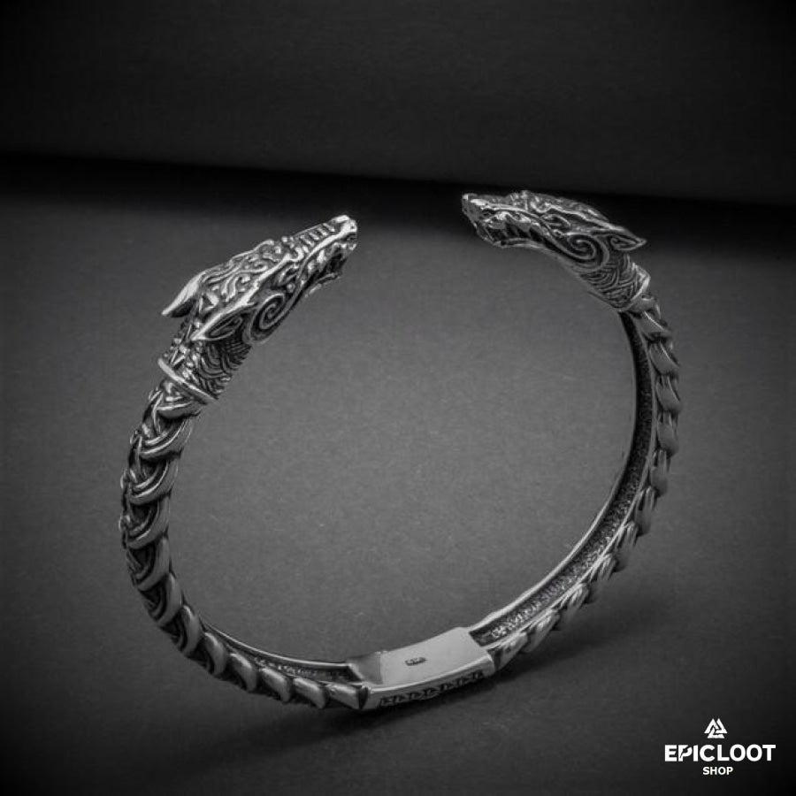 925 Silver Fenrir Head arm ring