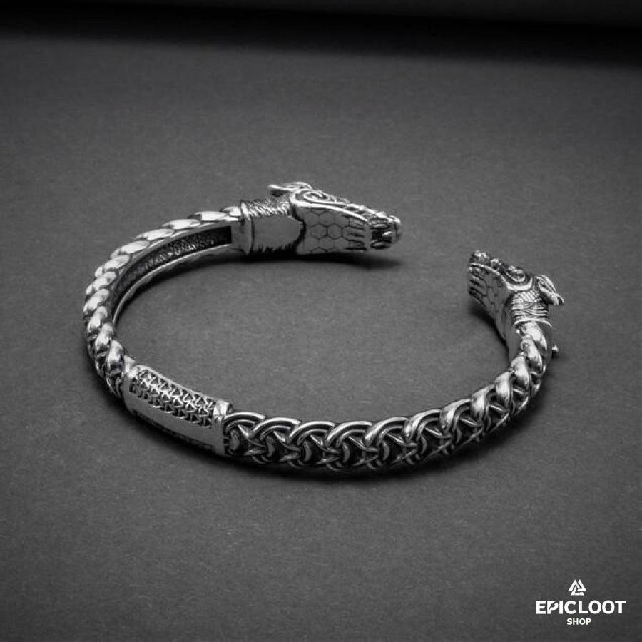 925 Silver Fenrir Head arm ring