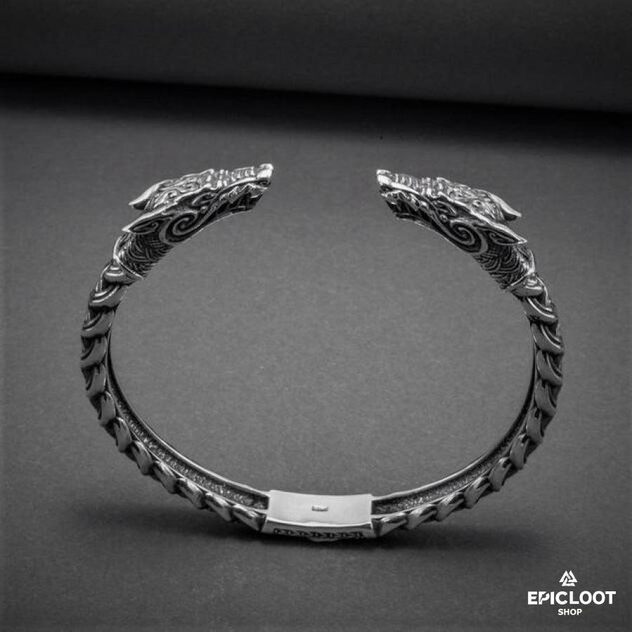 925 Silver Fenrir Head arm ring