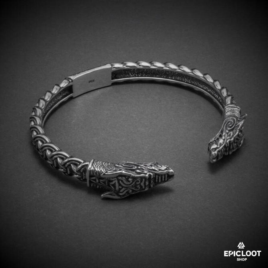 925 Silver Fenrir Head arm ring