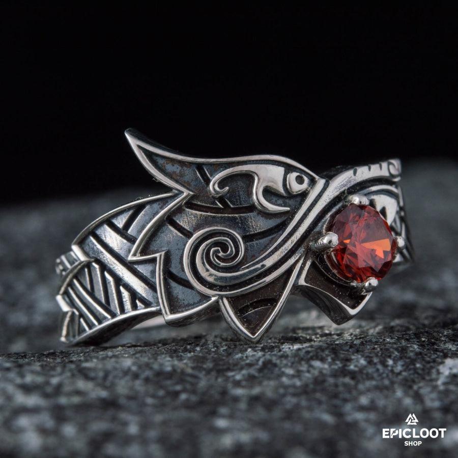 925 silver Fenrir Ring with Gem