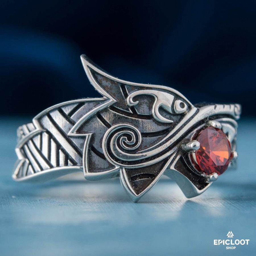 925 silver Fenrir Ring with Gem