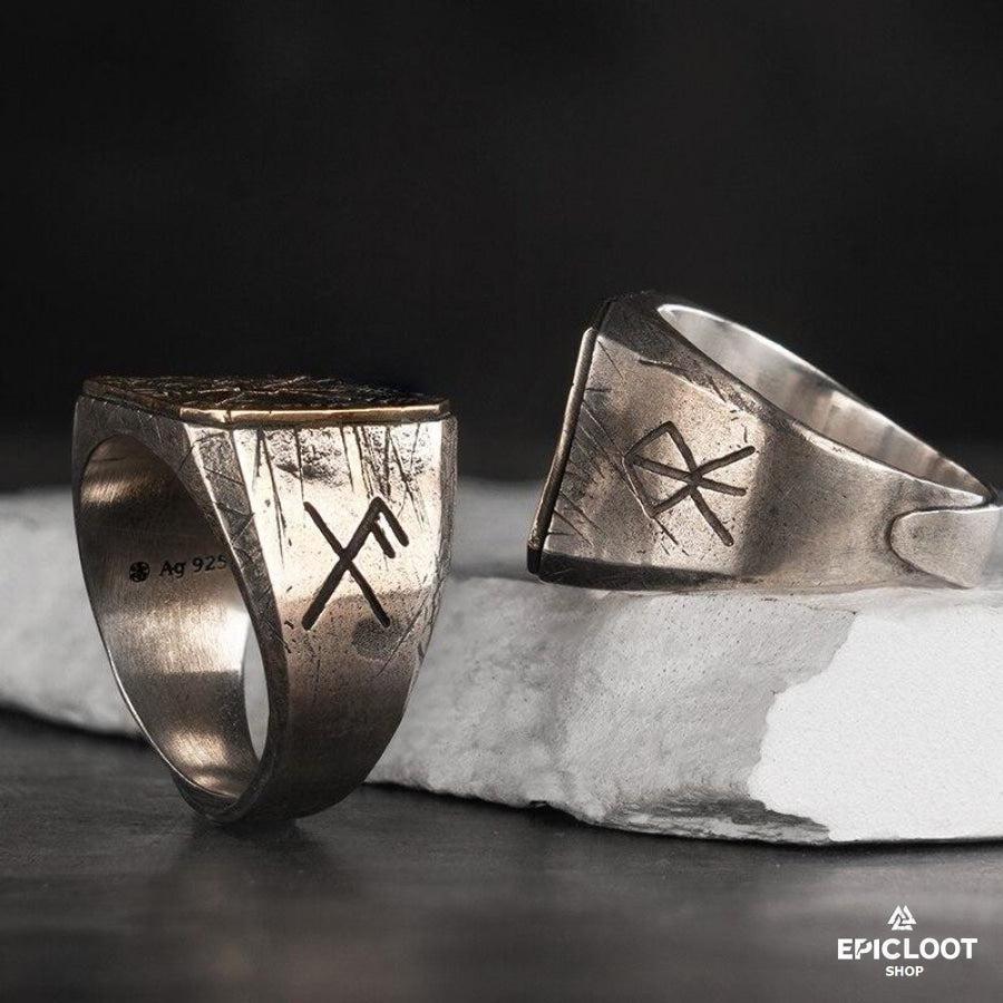 925 Silver Handmade Vegvisir Runic Ring