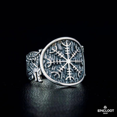 925 silver Helm of Awe Ring Wolf Design